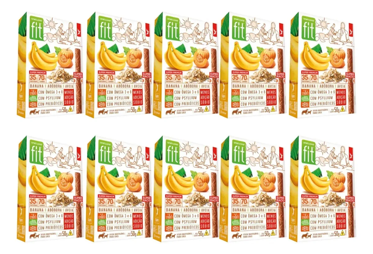 Kit 10 Petiscos Stick Fit Spin Banana+abóbora+aveia 50g Cães