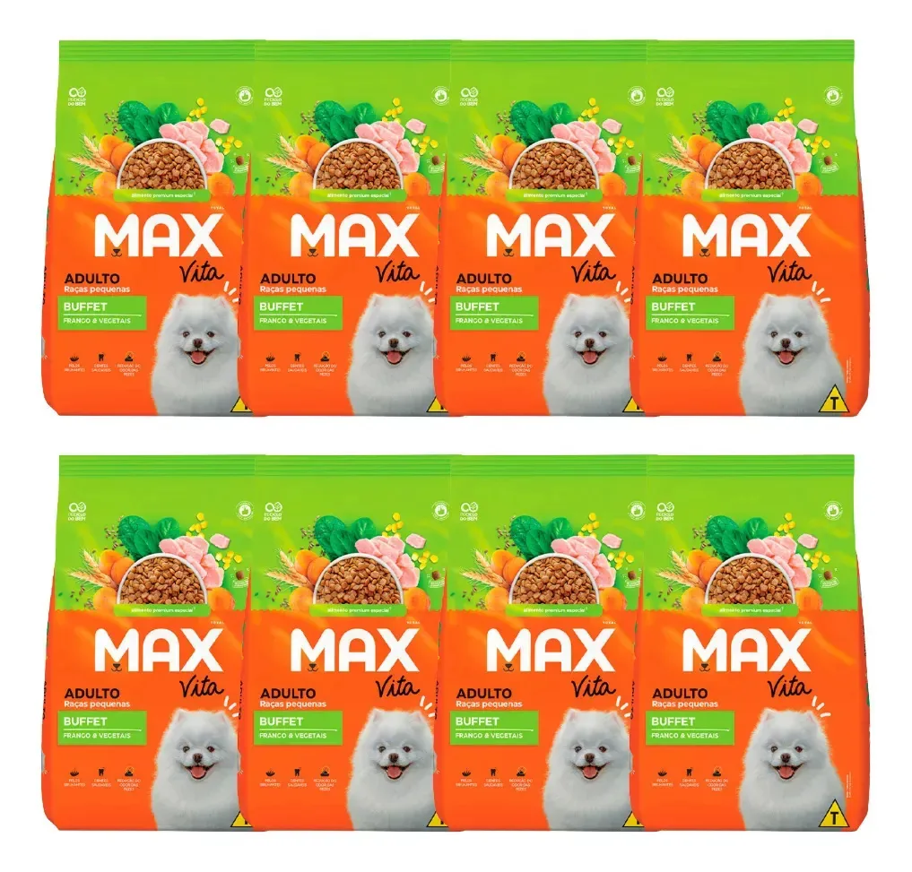 Kit 8 Ração Max Vita Bufeet P/ Cães Ad Raça Peq 1 Kg