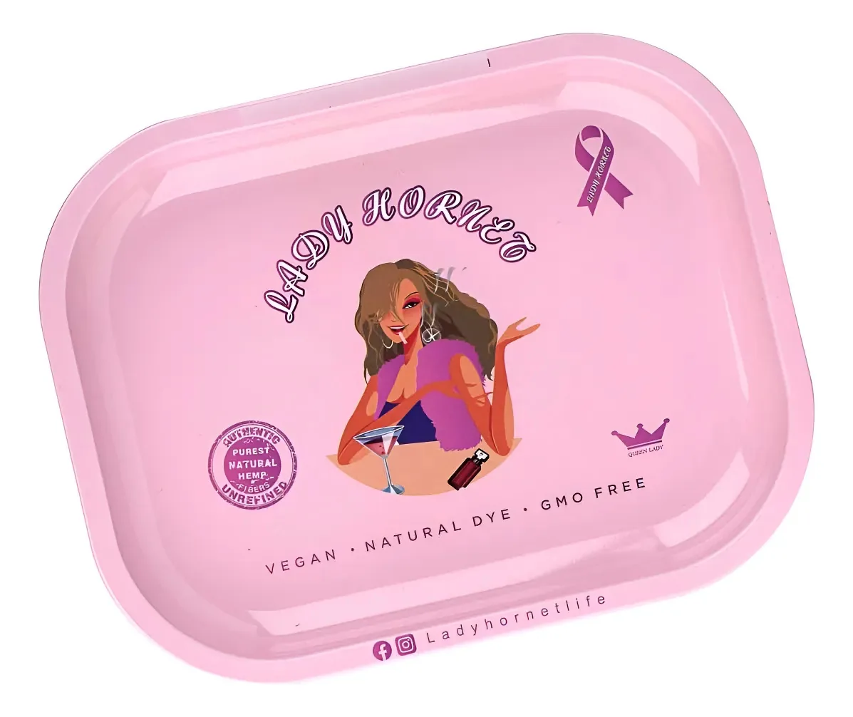 Bandeja Metal Lady Hornet Rosa P/ Acessórios Enrolar Bolar Rosa