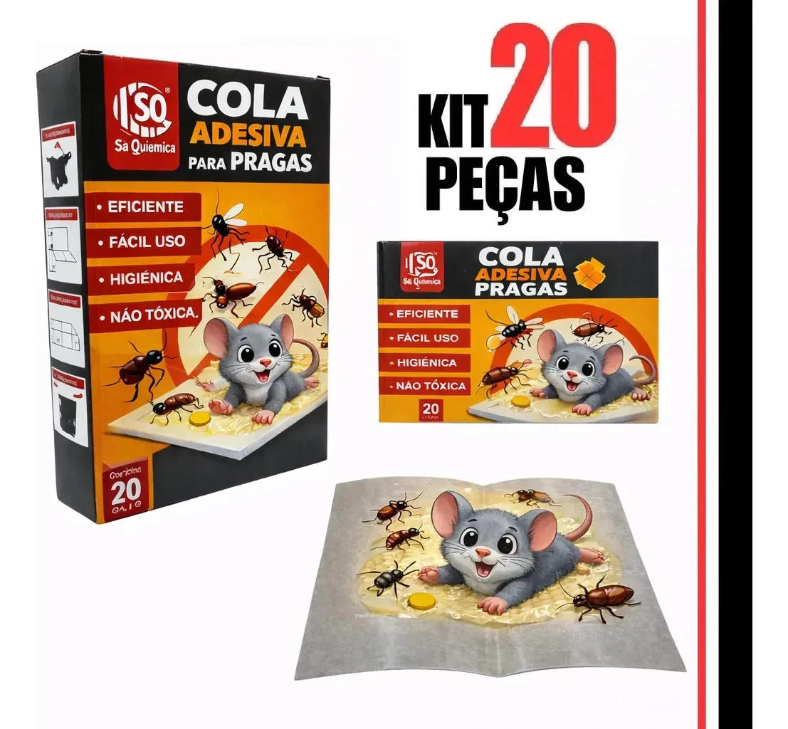 20 Cola Para Pegar Ratos Pragas Ratoeira Tapete Adesiva