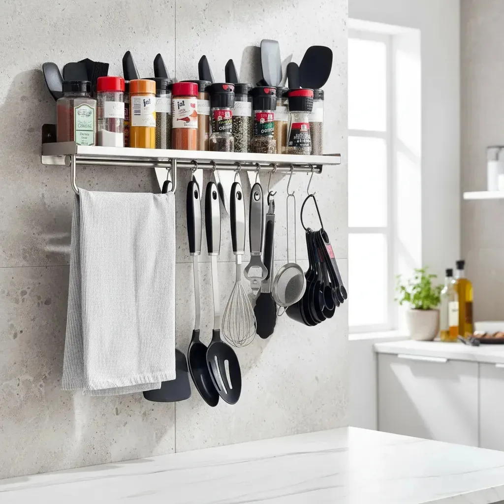 Prateleira De Cozinha Utensílios Porta Temperos 50cm Inox