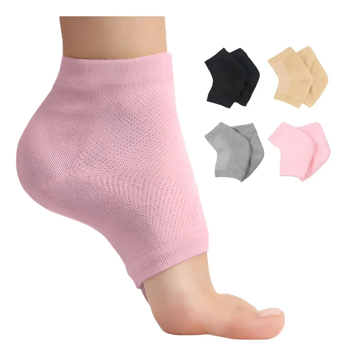 Meia Tornozeleira Anti-rachadura Calcanhar De Gel Hidratante Rosa Único