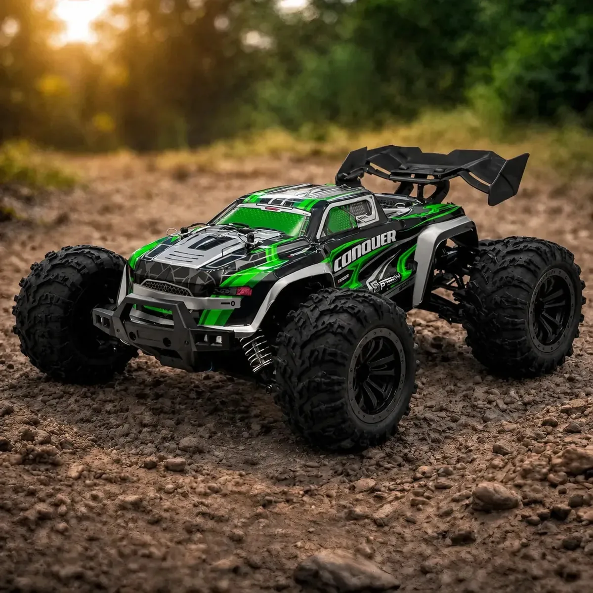 Carrinho Controle Remoto Off Road 4x4 Alta Velocidade 50km Buggy Conquer Veículo Rc Verde Ligeiro