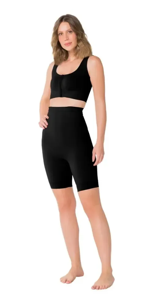 2 Bermudas Alta Modeladora Trifil Microfibra Cós Silicone Cor Preto Tamanho M