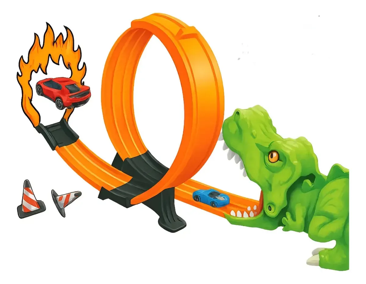 Pista De Corrida Carrinho Lançador Loop 360 Animal Brinquedo Verde
