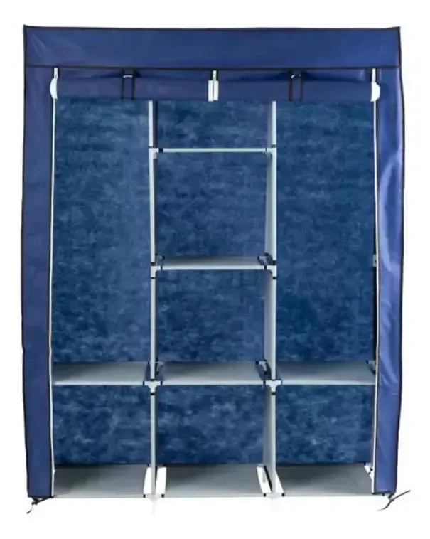 Guarda-roupa Portátil Dobrável Armazenagem Organizador Azul
