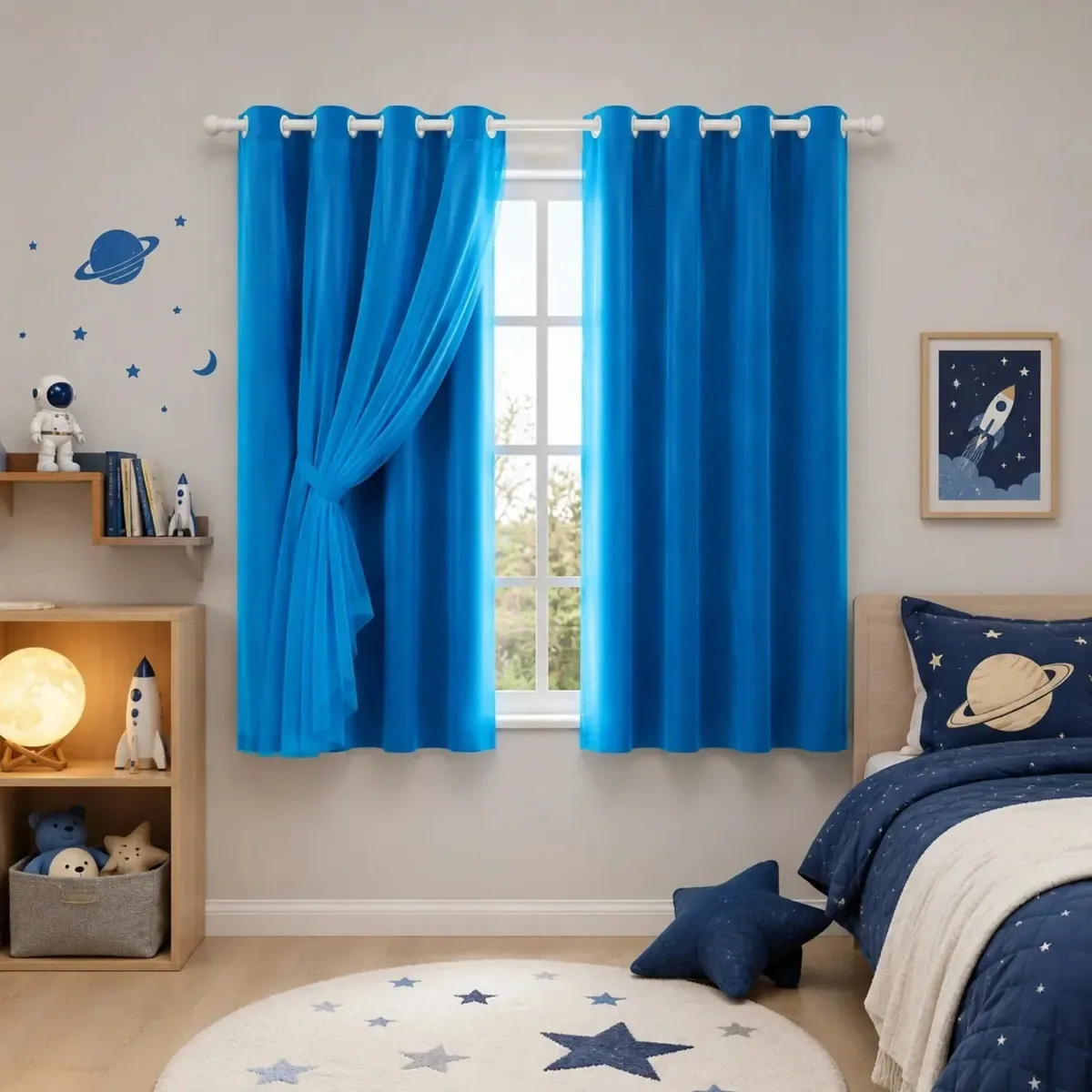 Cortina Blackout Blecaute PVC Voil Corta Luz 2,00x1,40m Azul