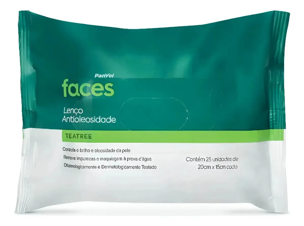 Lenços De Limpeza Facial Panvel Faces Tea Tree 25 Unidades