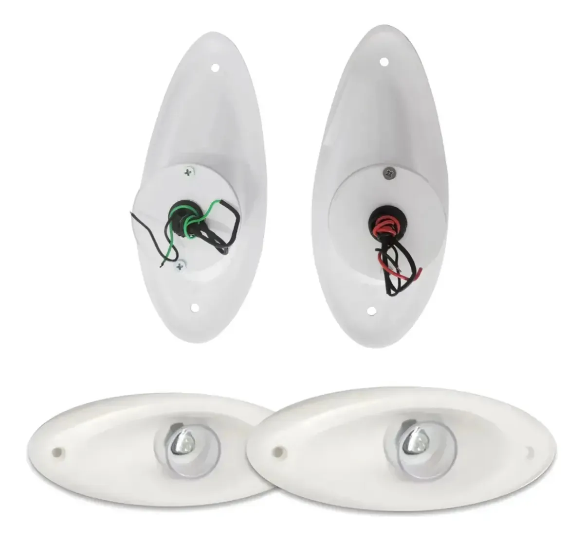 Kit 2 Luz Navegação Proa Olho De Tubarão Led Branca 12v Mfx Branco