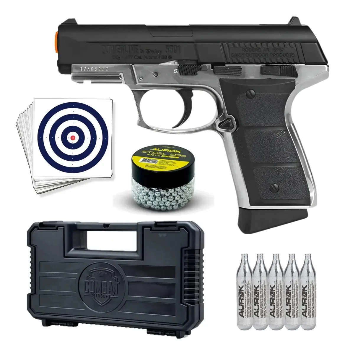 Pistola Airgun Co2 Daisy 5501 Blowback 4.5mm Completa Preto 4.5 Mm