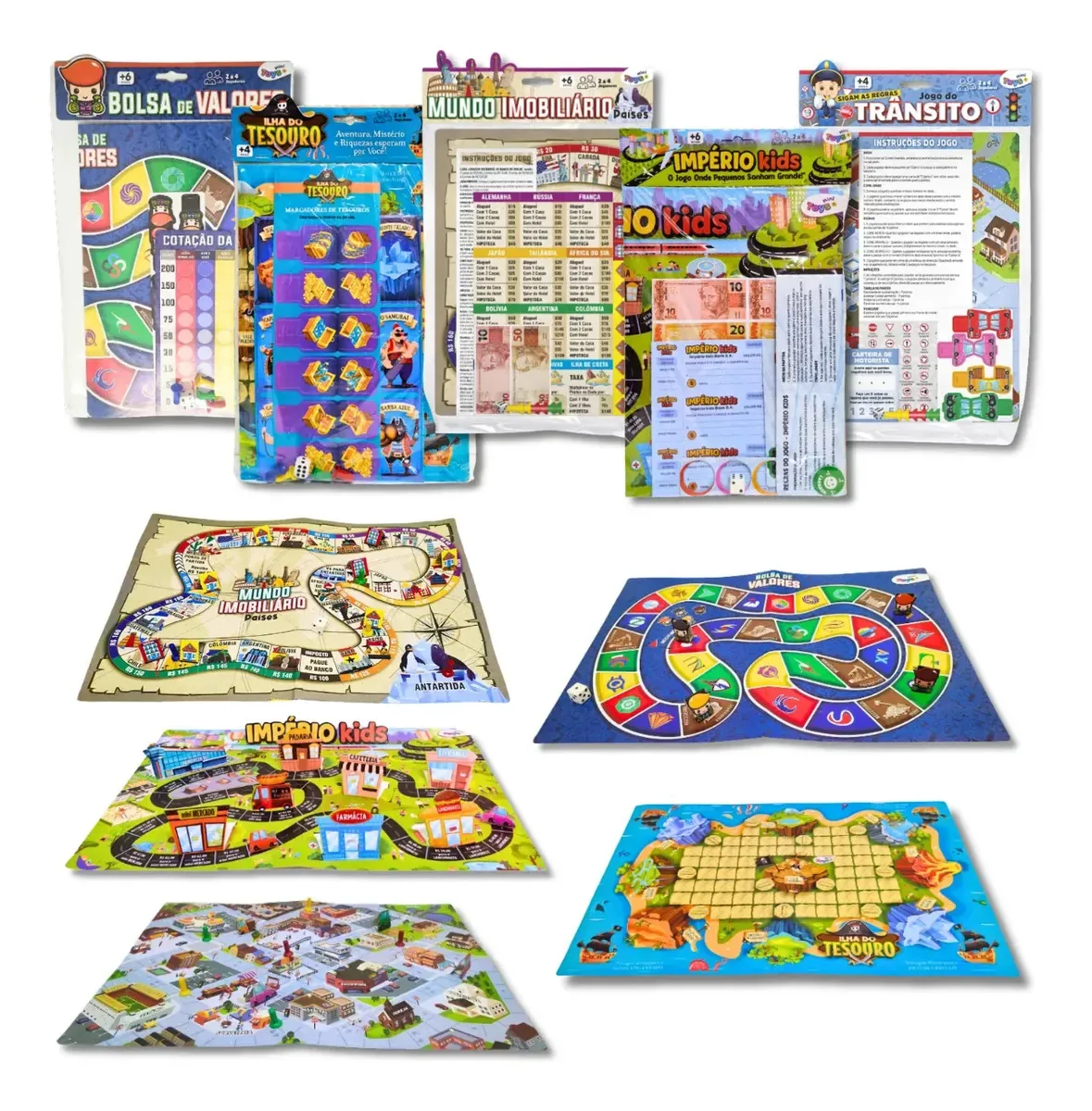 Kit 5 Jogos De Tabuleiro Infantil Educativo Solapa Cartela