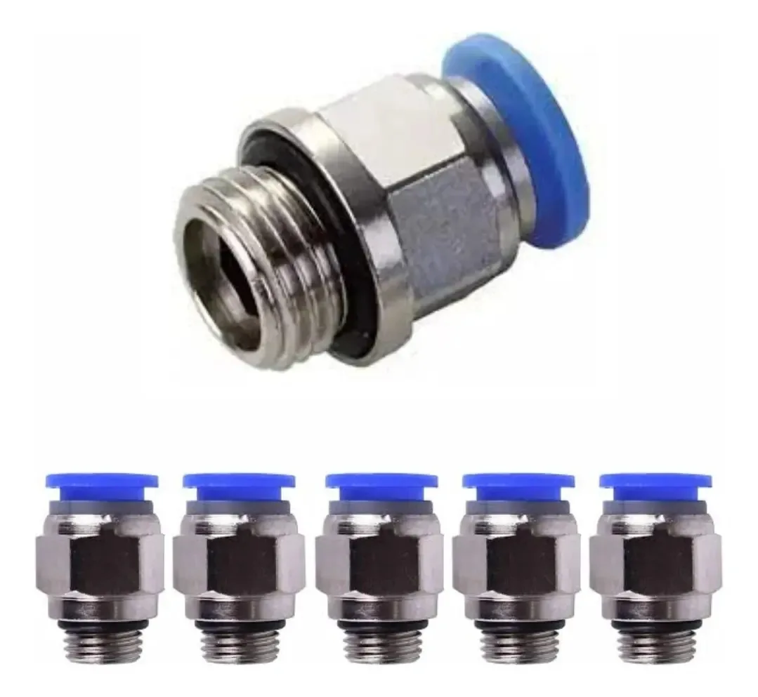 5 Conexões Pneumáticas Instantâneas Reta Macho 10mm 1/4 Bsp