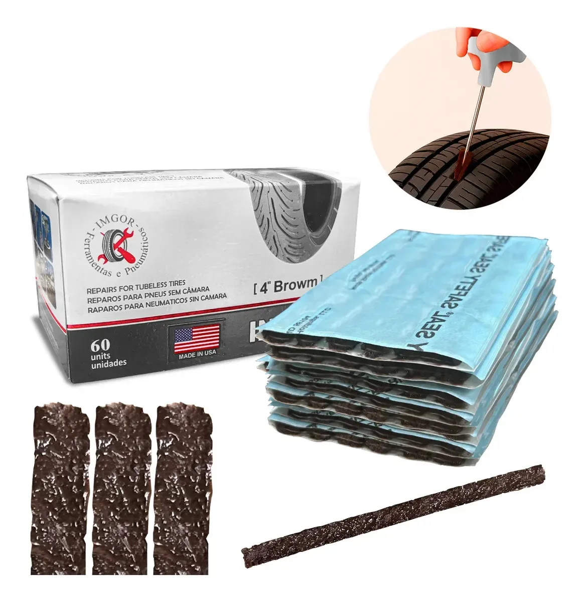 Refil Conserto Macrrão Pneu S/ Câmara Imgor Eua 60un