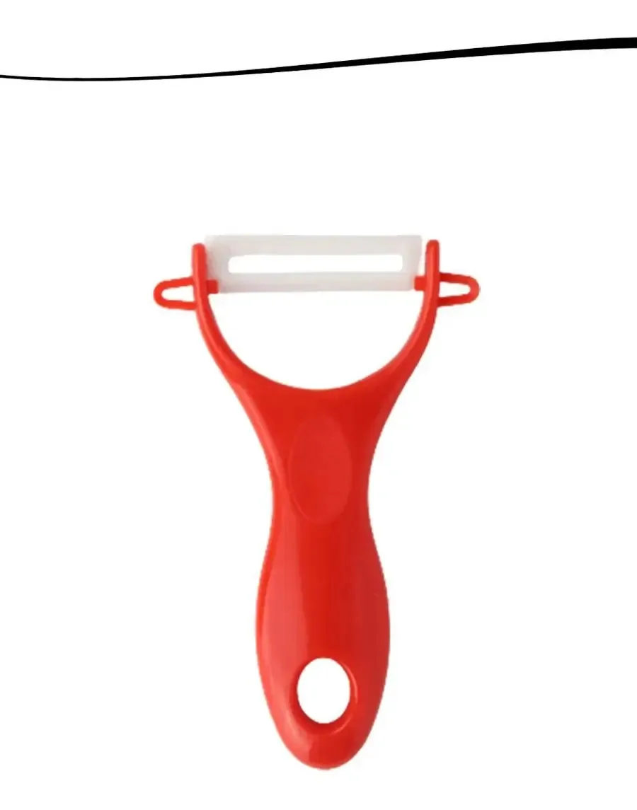 Descascador Manual Vermelho Lâmina Cerâmica Legumes Batatas