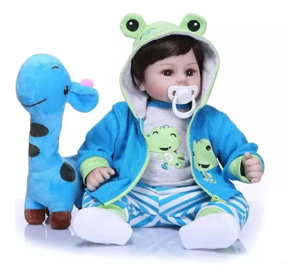 Boneco Reborn Menino Bebê Reborn Sapinho Realista 48 Cm
