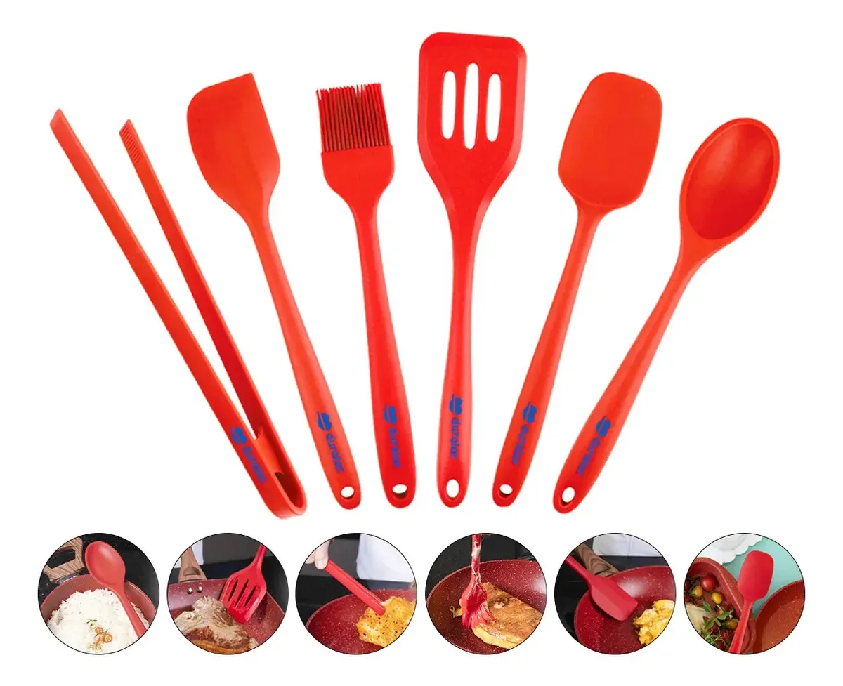 Kit Utensílios Cozinha Silicone 6 Peças Espátula Duralar