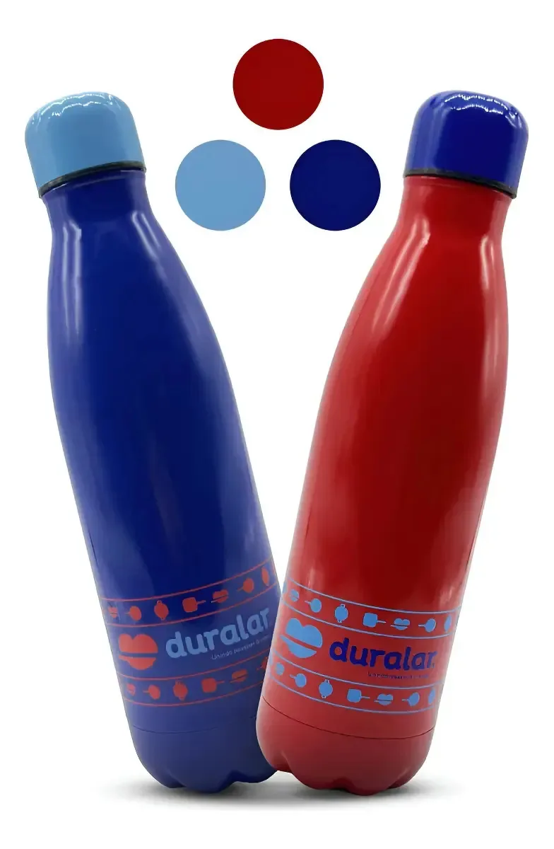 Kit 2 Garrafas Térmicas Aço Inox 500ml Duralar Cores Variadas