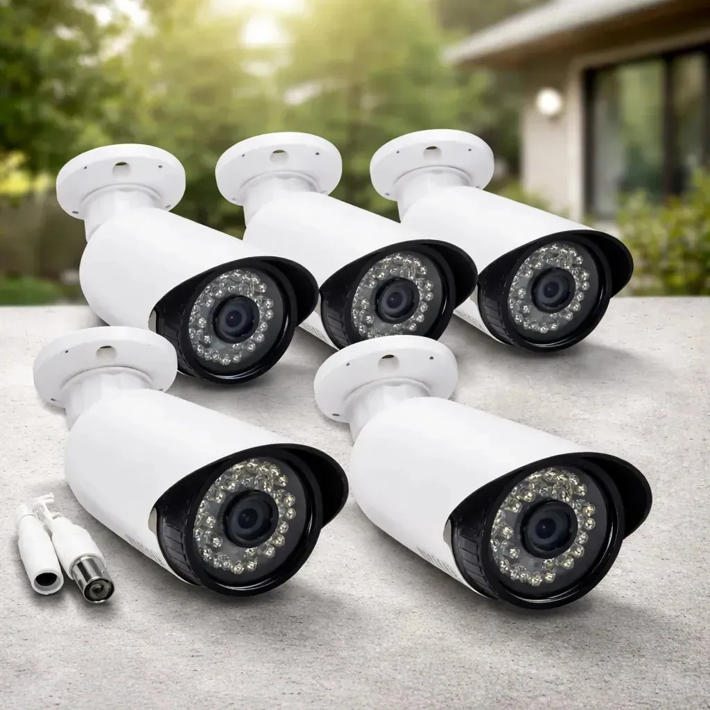 5 Câmera Segurança Bullet Externa 1.3 Mp 1080p Full Hd Kit