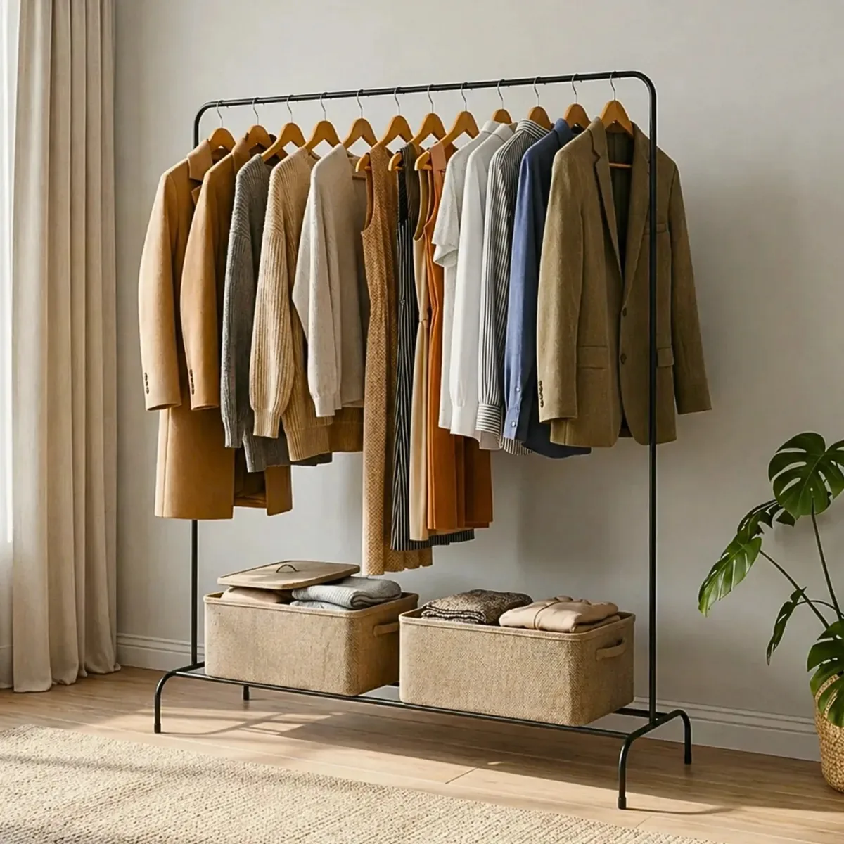 Guarda Roupa Organiza Design Aberto Prateleira E Sapateira Arara Com Sapateira Preto