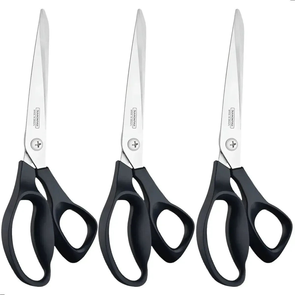 Kit 3 Tesoura Costura Tramontina Profissional Lâmina Inox Preto