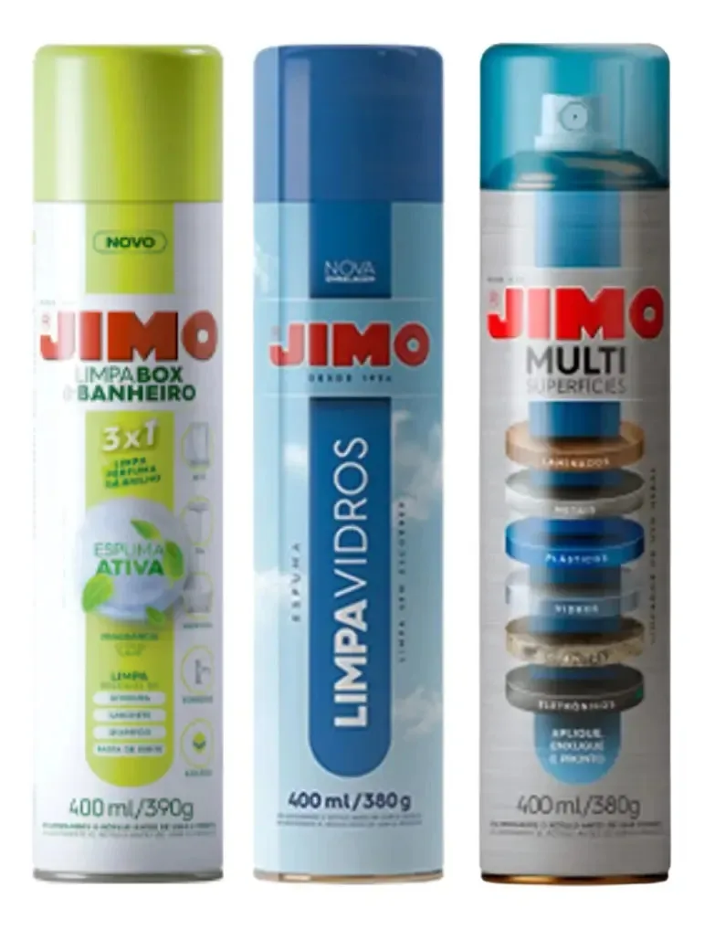 Combo Jimo Limpa Vidros + Limpa Box + Jimo Multisuperfícies