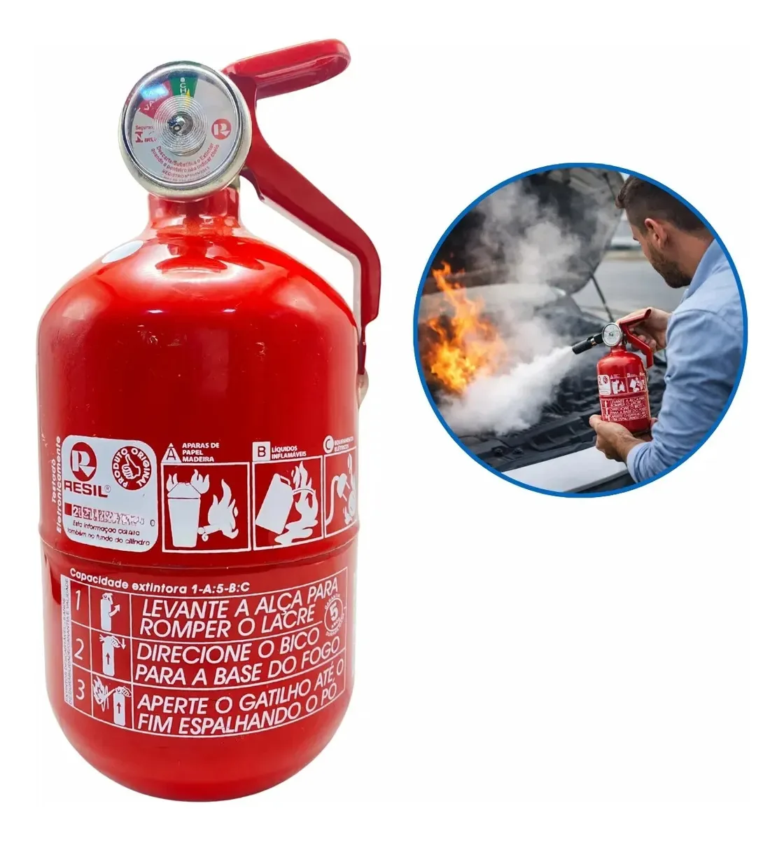 Extintor Automotivo Resil 1kg Classe Abc Nbr15808
