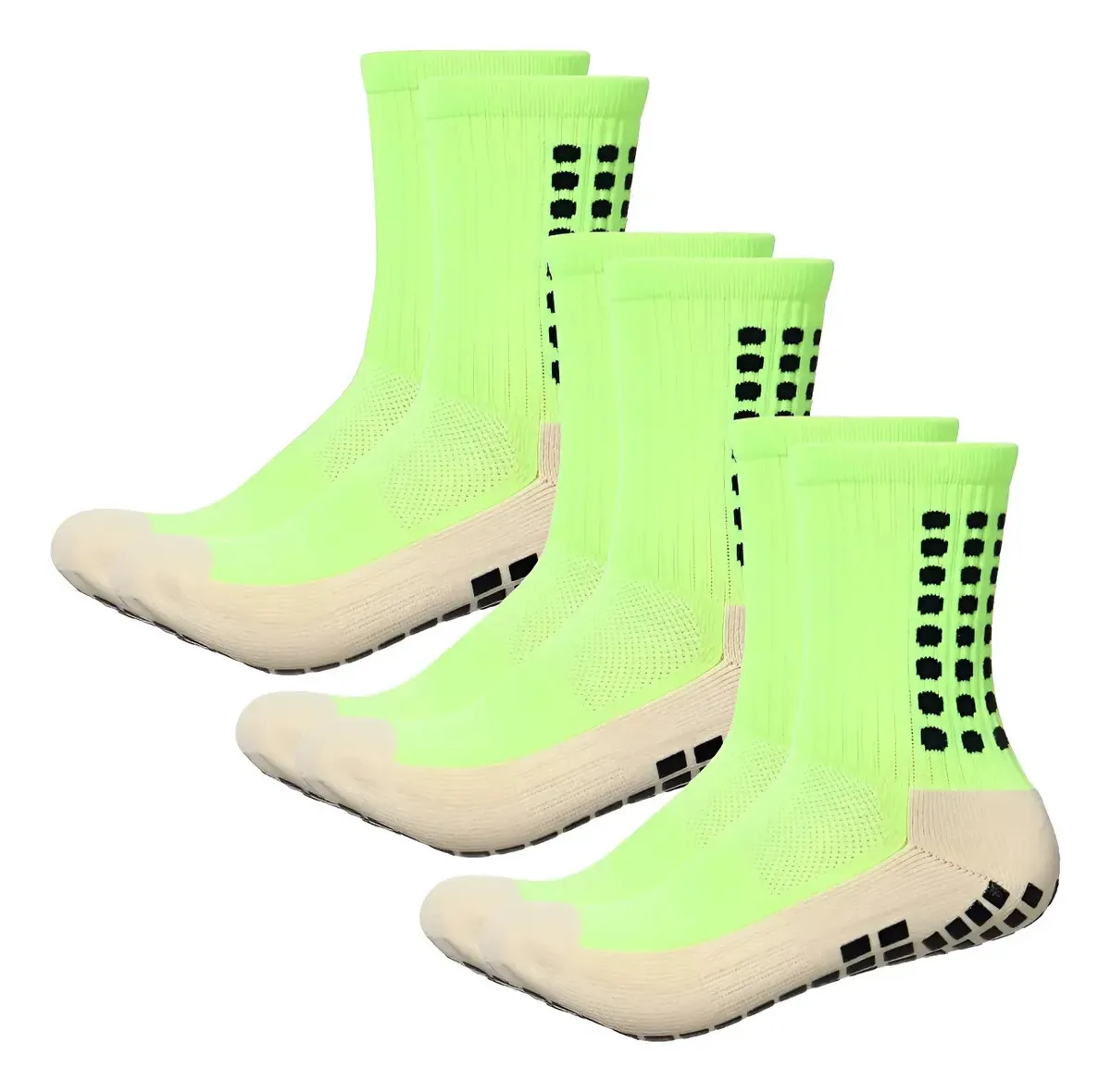 Kit 3 Pares Meias Pilates Hidroginástica Futebol Compressão Cor Verde-claro Tamanho 36-44