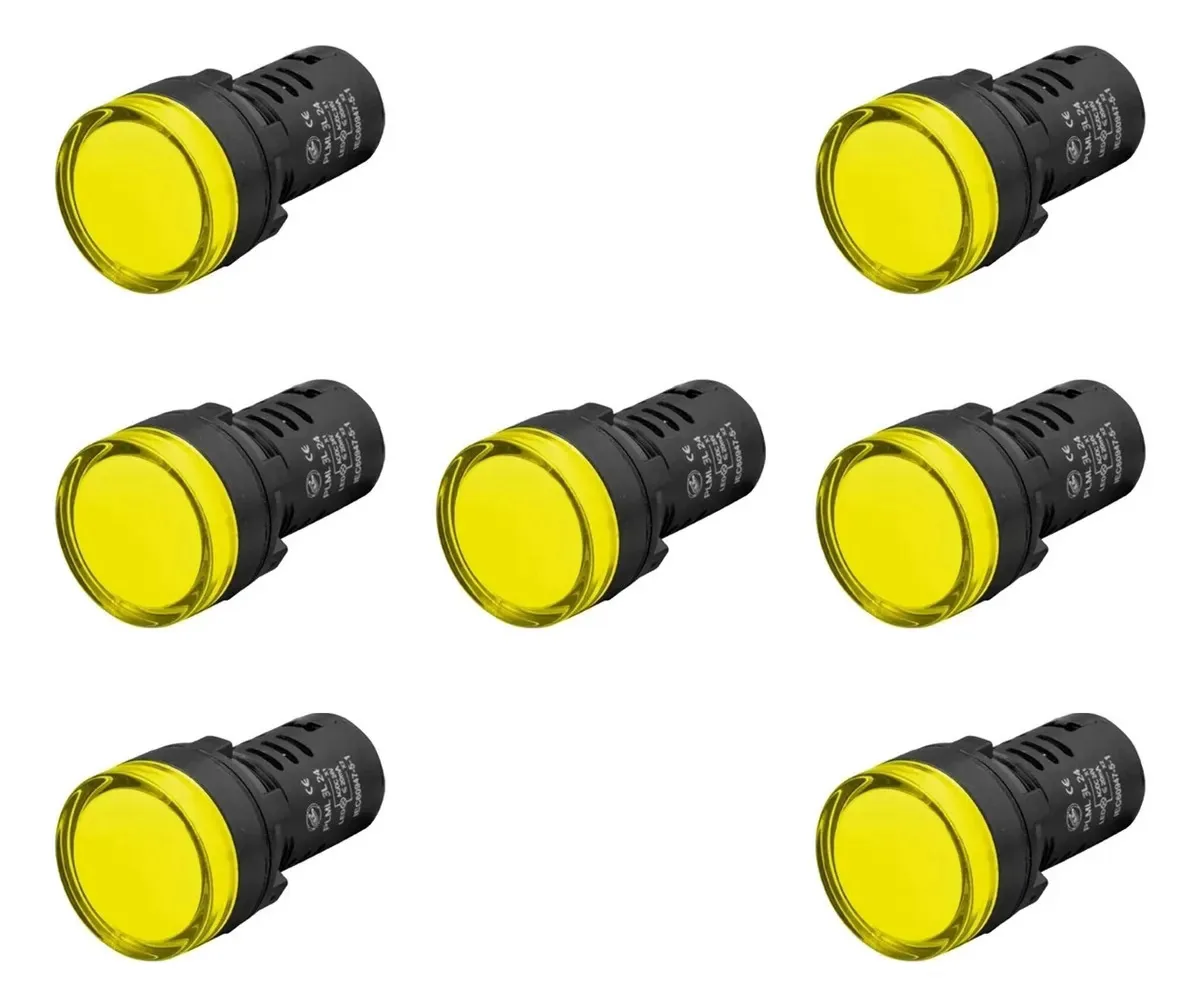Kit Com 7 Botões de Sinalização LED Amarelo Giovenzana PLML3L24