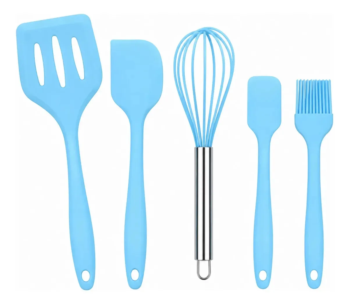 Jogo De Utensílios De Cozinha Em Silicone 5 Peças (azul) Azul