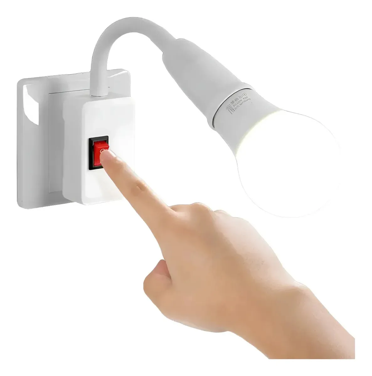 Luminária E Soquete De Tomada Porta Lâmpada Flexível 25cm Branco