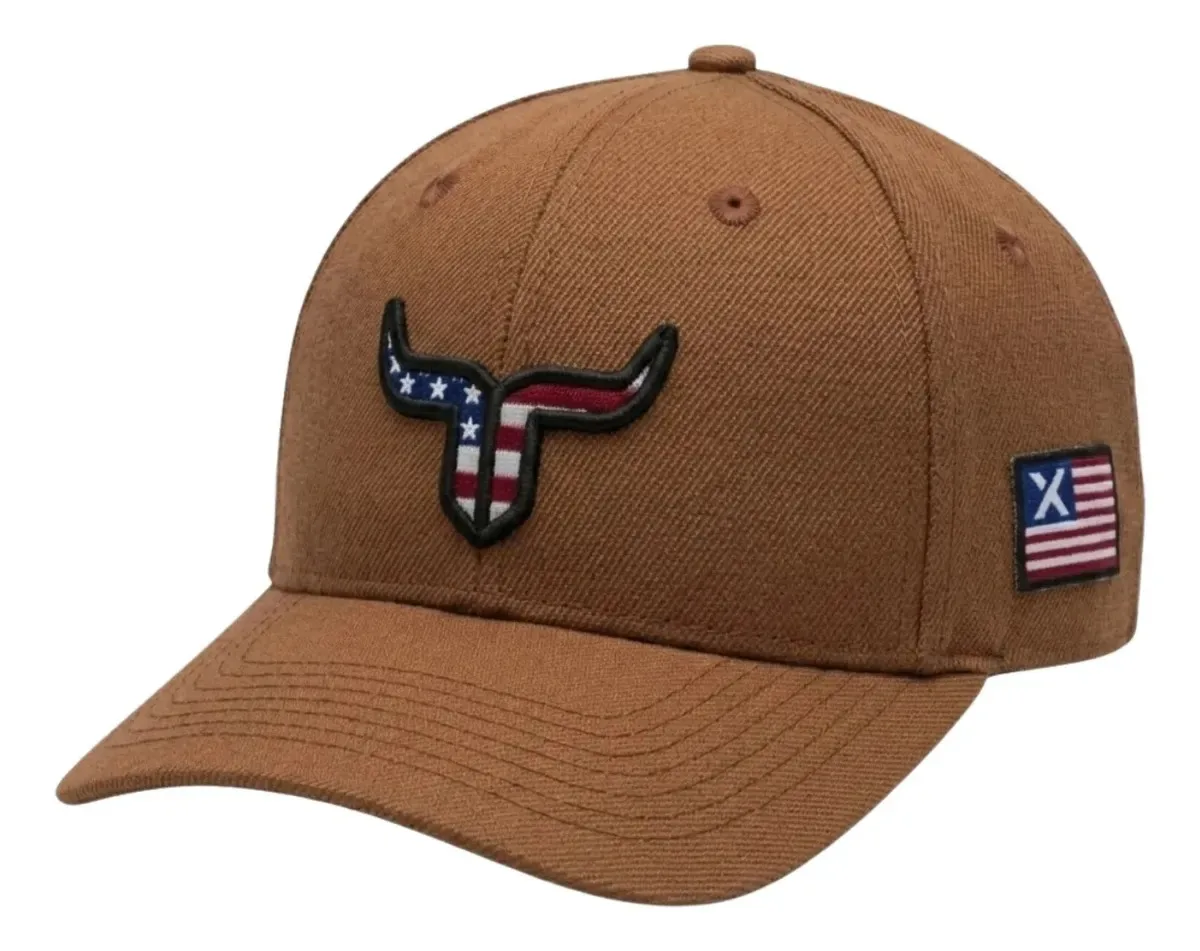 Boné Country Agro Texas Route Aba Curvada Bandeira Ajustável Caramelo Un Agro