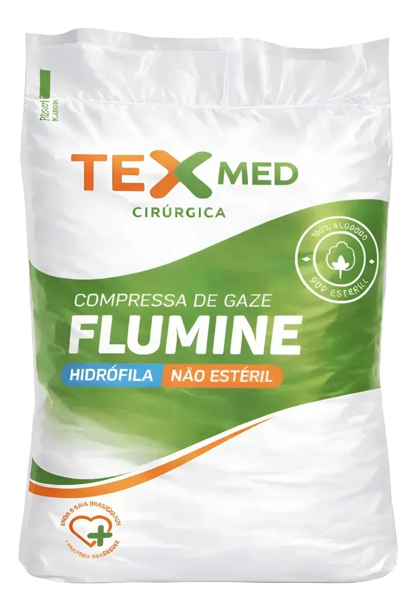 Compressa De Gaze 7,5x7,5 13 Fios 250g Não Estéril Algodão Branco