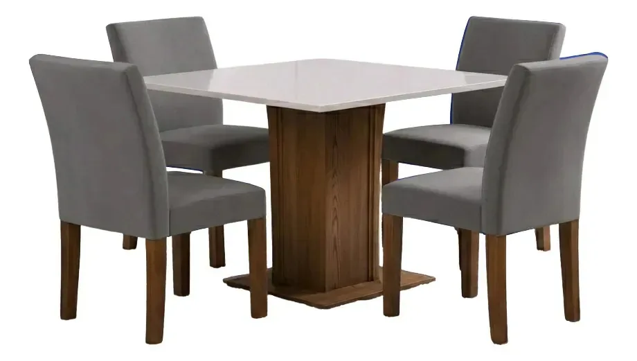 Kit 4 Capas para Cadeira de Jantar Moderna, Cinza Liso