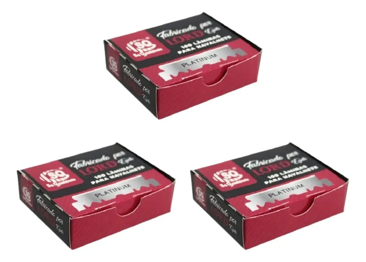 Kit 3 Caixas Lâmina De Barbear Meia Inox Platinum 100 Unids