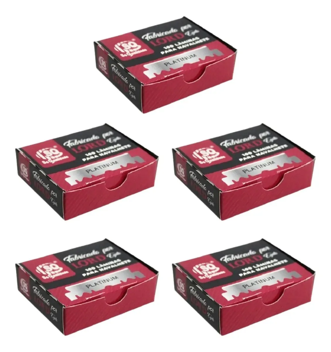 Kit 5 Caixas Meia Lâmina Profissional Inox Platinum 100 Peça