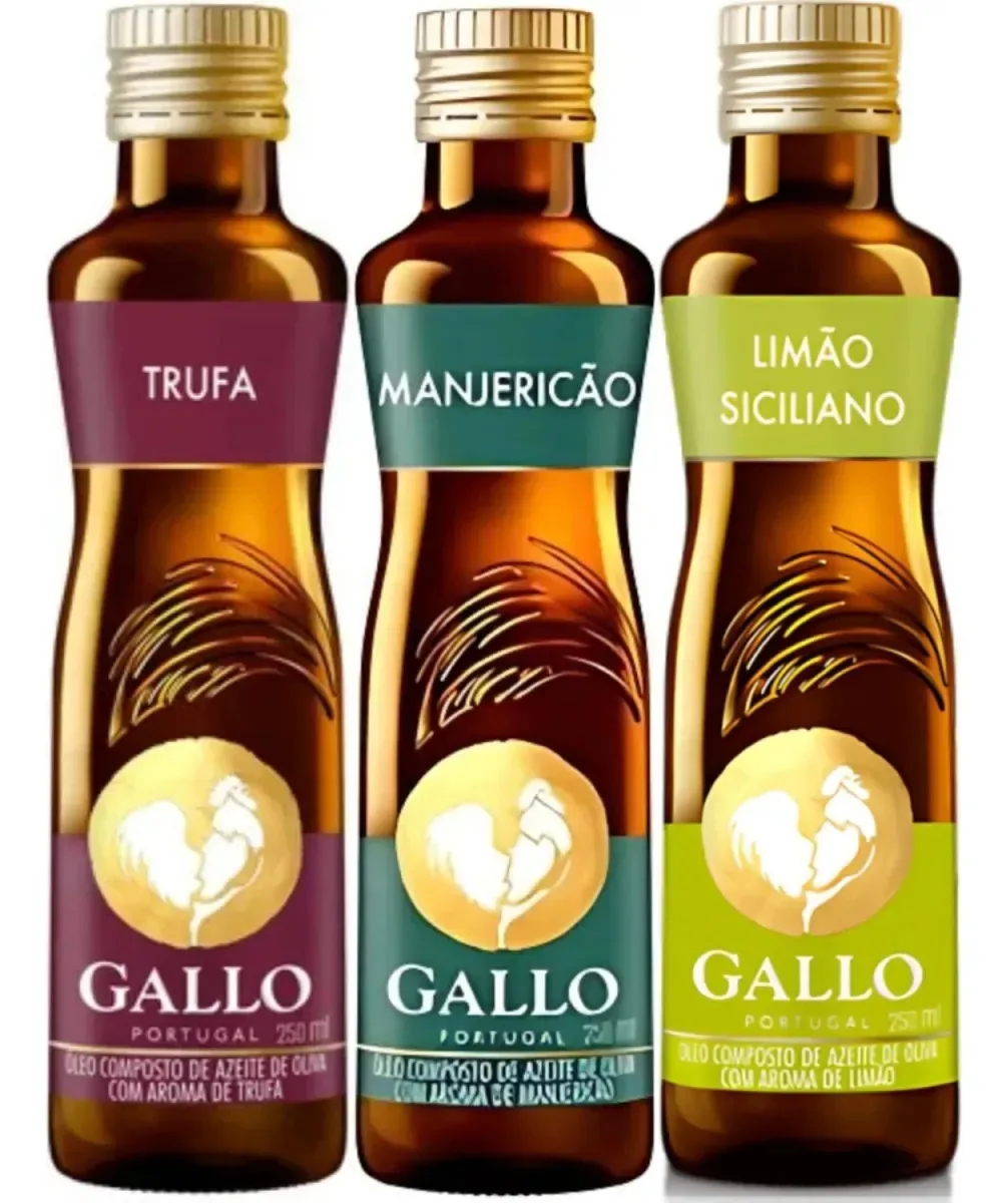 Kit Azeite Gallo Trufa Limão Siciliano E Manjericão 250ml