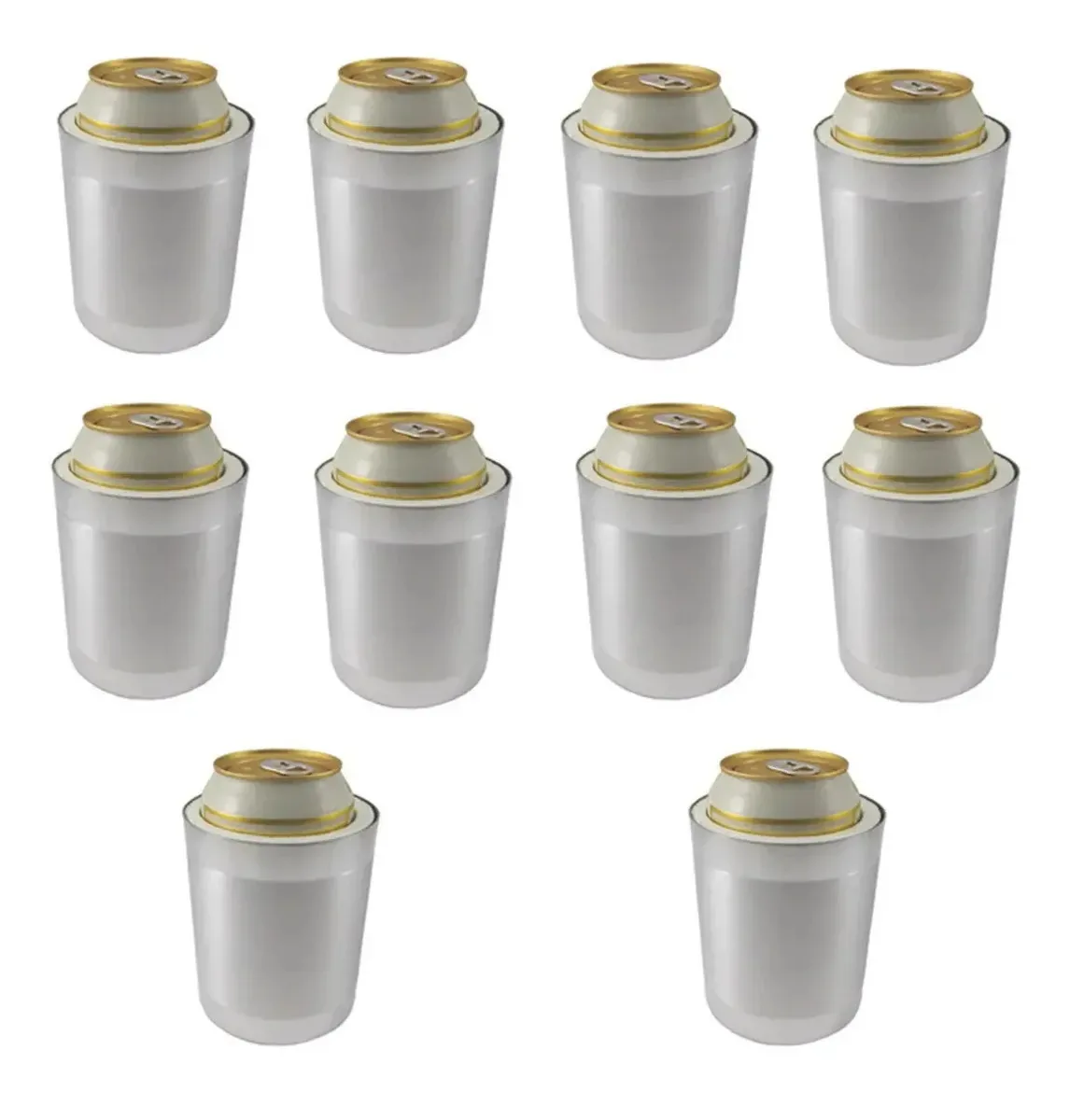 Kit 10 Porta Lata Térmico JHS Prateado para Cerveja 350ml