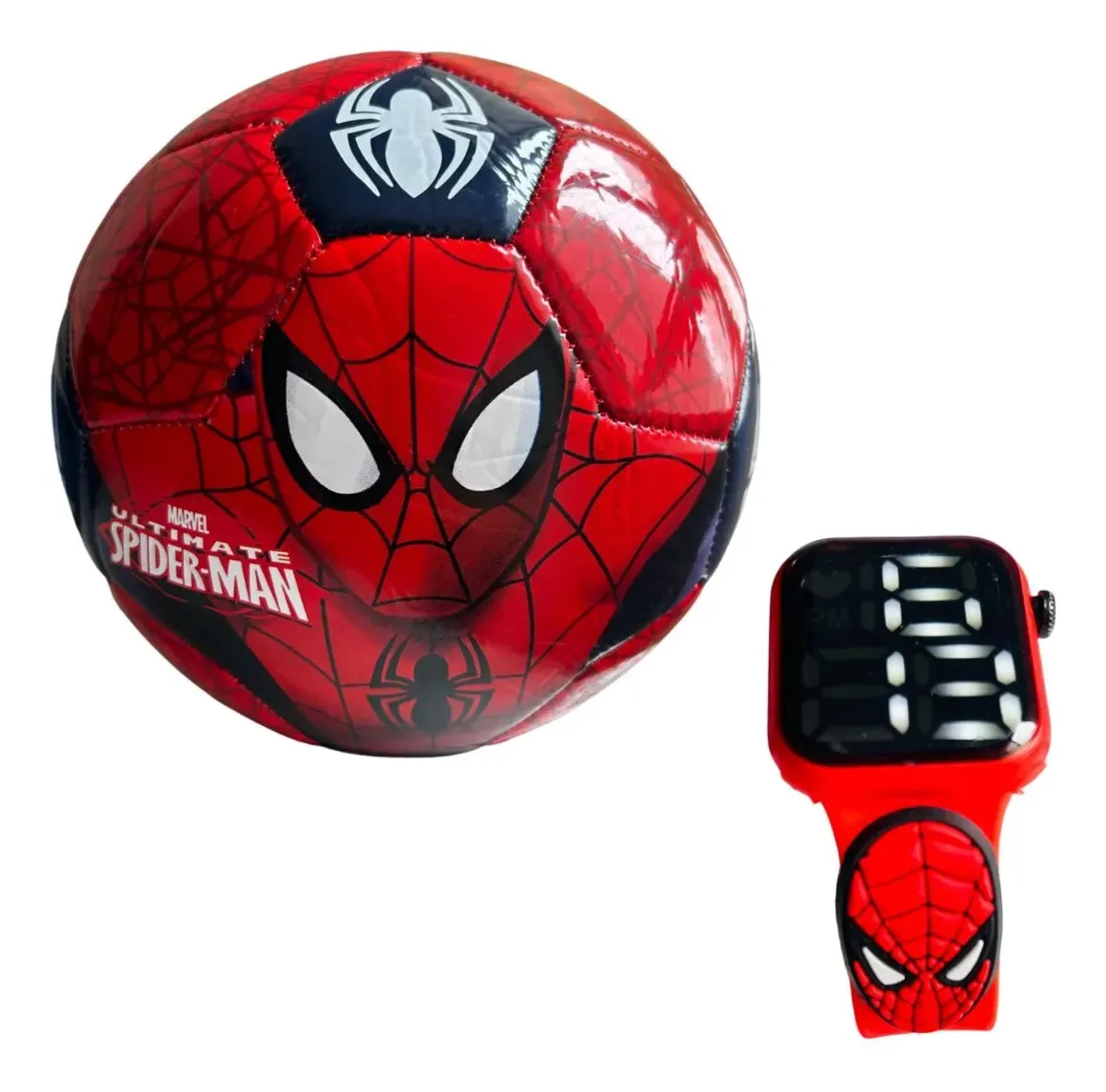 Kit Infantil Bola + Relógio Homem Aranha Smactudo Vermelho Vermelho