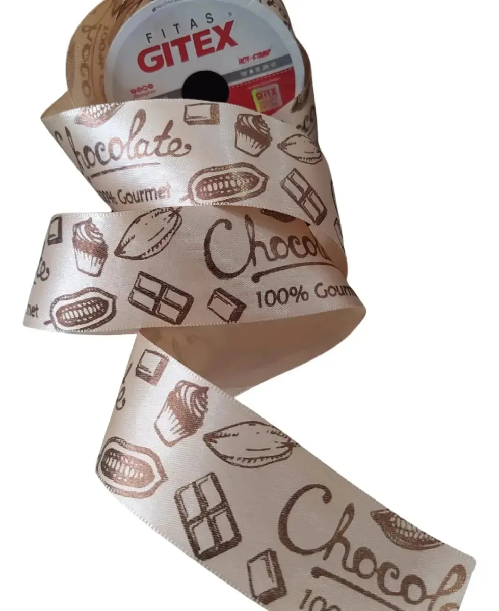 Fita de Cetim Gitex Nude Gourmet 38mm para Laços e Presentes 10m