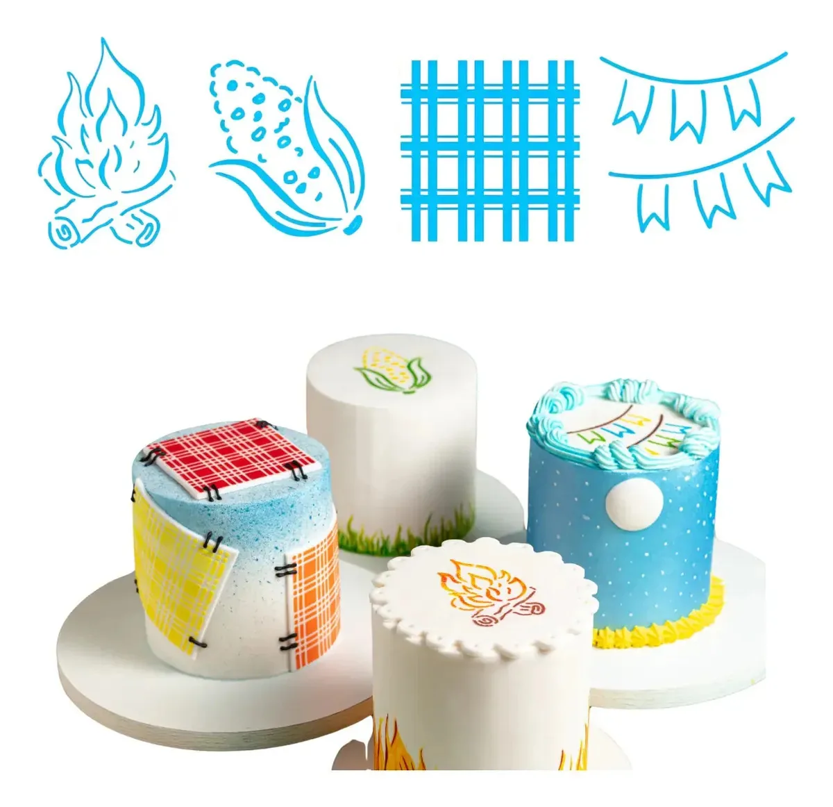 Kit Mini Stencils Junino 4pcs Bluestar