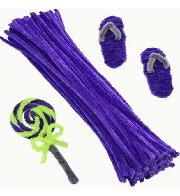 20 Haste Chenille 30cm Limpador Cachimbo Arame Cores Cor Roxo Escuro