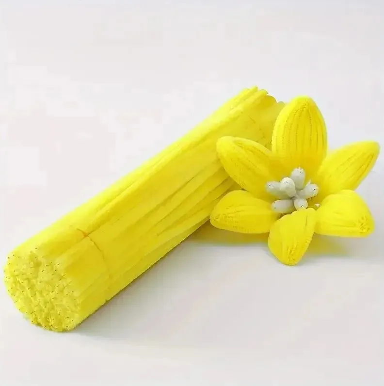 20 Haste Chenille 30cm Limpador Cachimbo Arame Cores Cor Amarelo