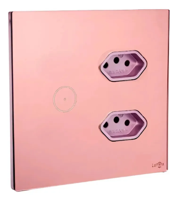 Interruptor Inteligente Wi-fi 1 Botão E 2 Tomadas 4x4 Lumenx Rose 10a