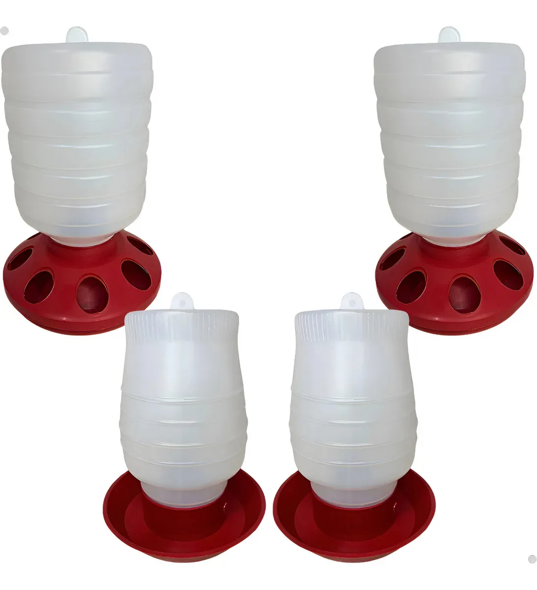 Kit 2 Bebedouro Comedouro Aves Galinha Automático 1,5kg E 2l Vermelho
