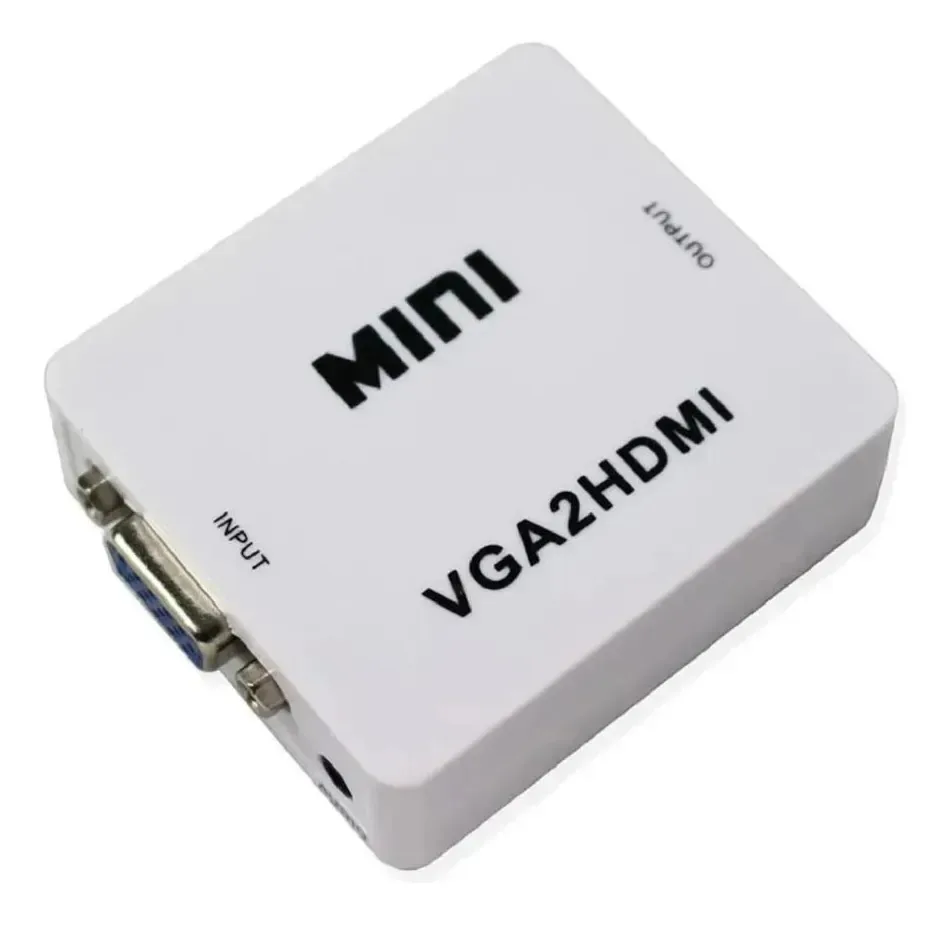Adaptador E Conversor Vga Para Hdmi Entrada Vga E Saida Hdmi Branco