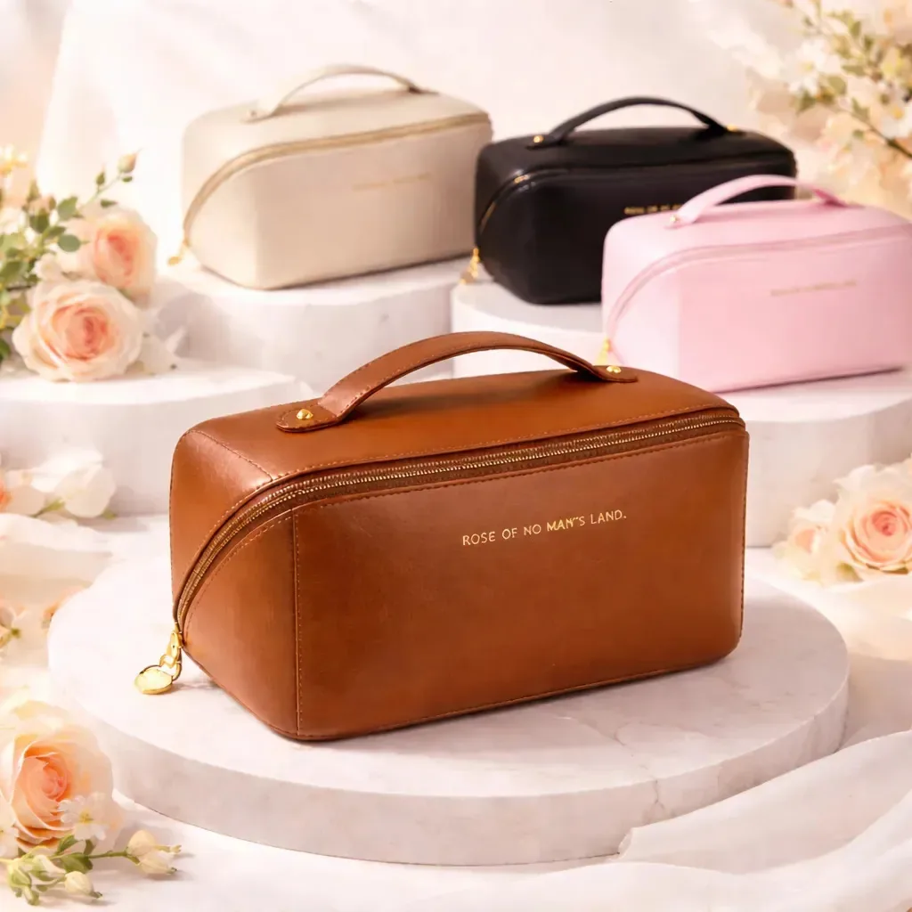 Estojo De Toalete Necessaire Bolsa Porta Maquiagem Higiene Organizador Viagem Trabalho Faculdade Academia Unissex Feminino Moda Blogueira Cor Caramelo Marca Tche Amo