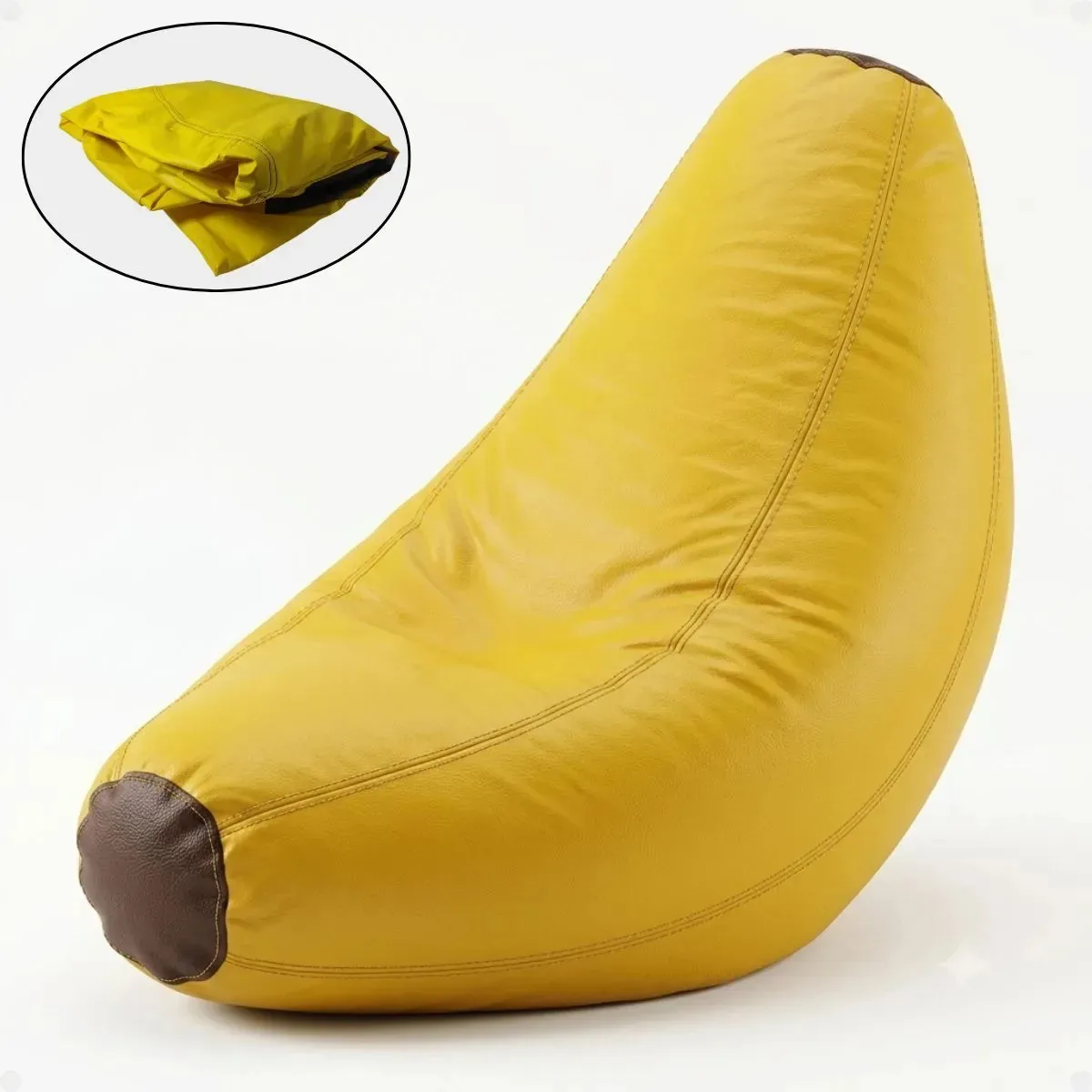 Puff Decorativo de Fruta Phoenix Puff Amarelo em Courino