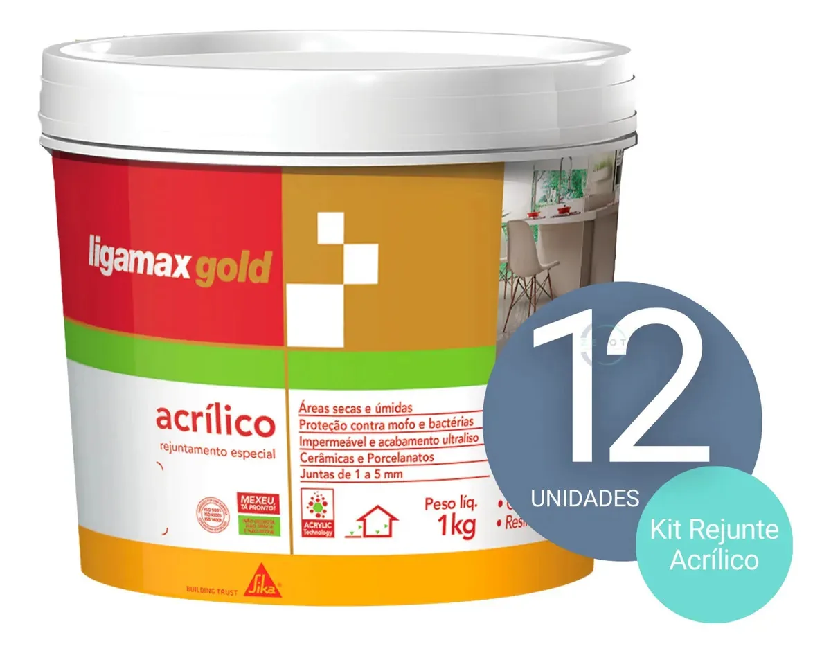 Rejunte Acrílico Ligamax Gold - Palha - Kit Com 12un