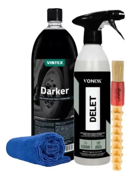 Delet Darker Microfibra Pince Renovador Abrilhantador Pneus Preto