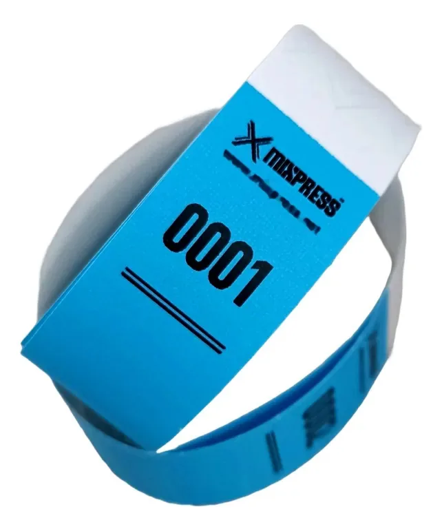 Kit com 200 Pulseiras de Identificação em Nylon Azul Flúor para Festa e Eventos